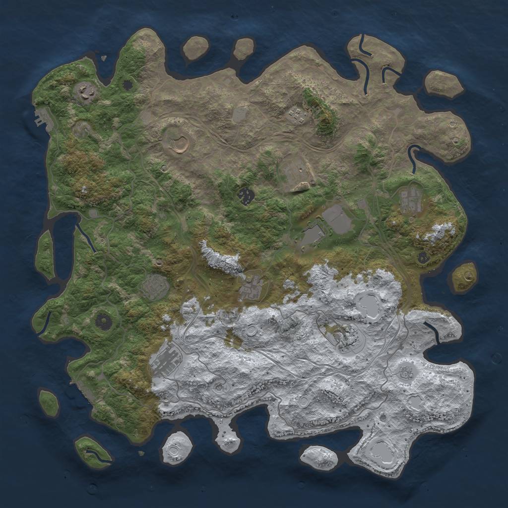 Rust Map: Procedural Map, Size: 4500, Seed: 1352644810, 20 Monuments