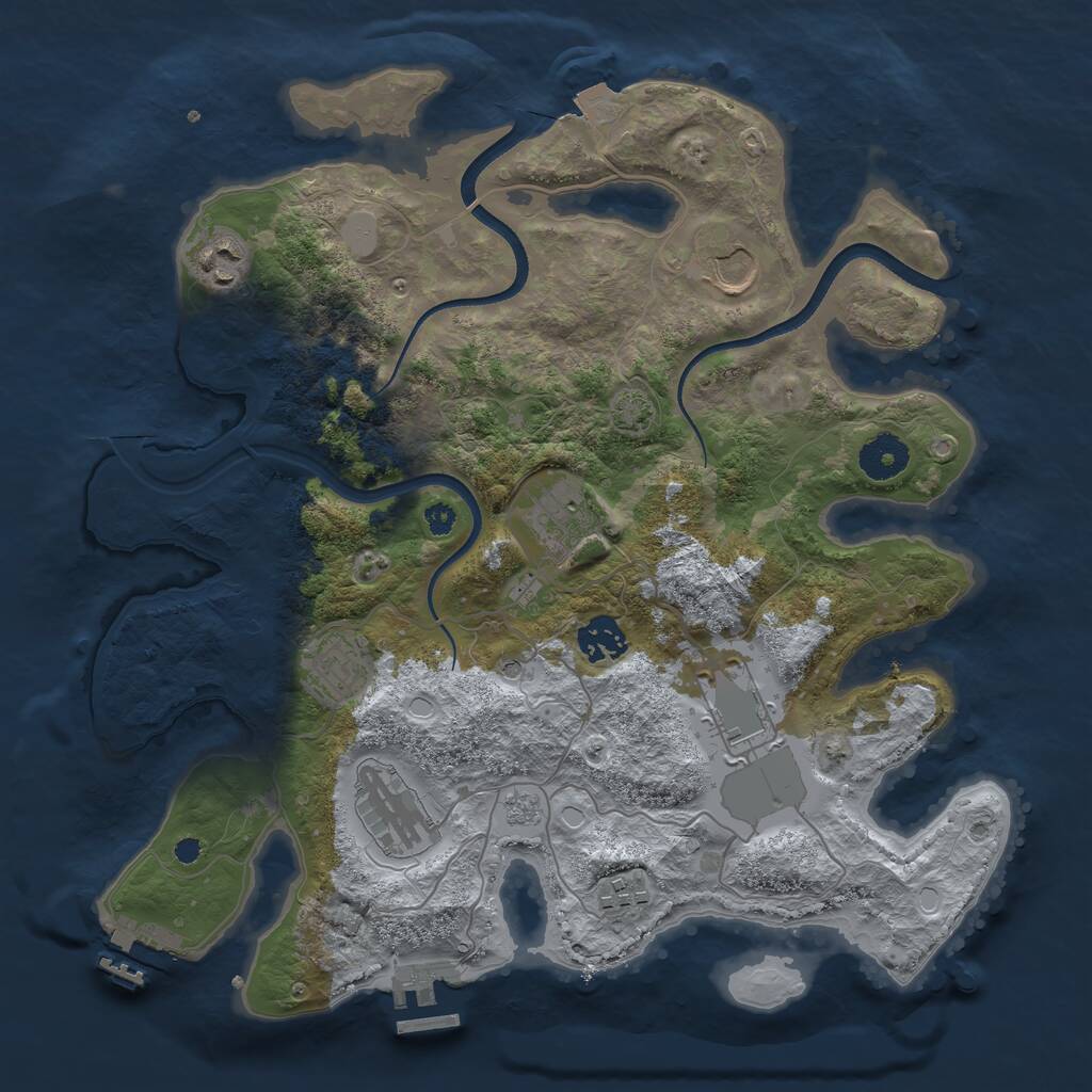 Rust Map: Procedural Map, Size: 3500, Seed: 1563396520, 14 Monuments