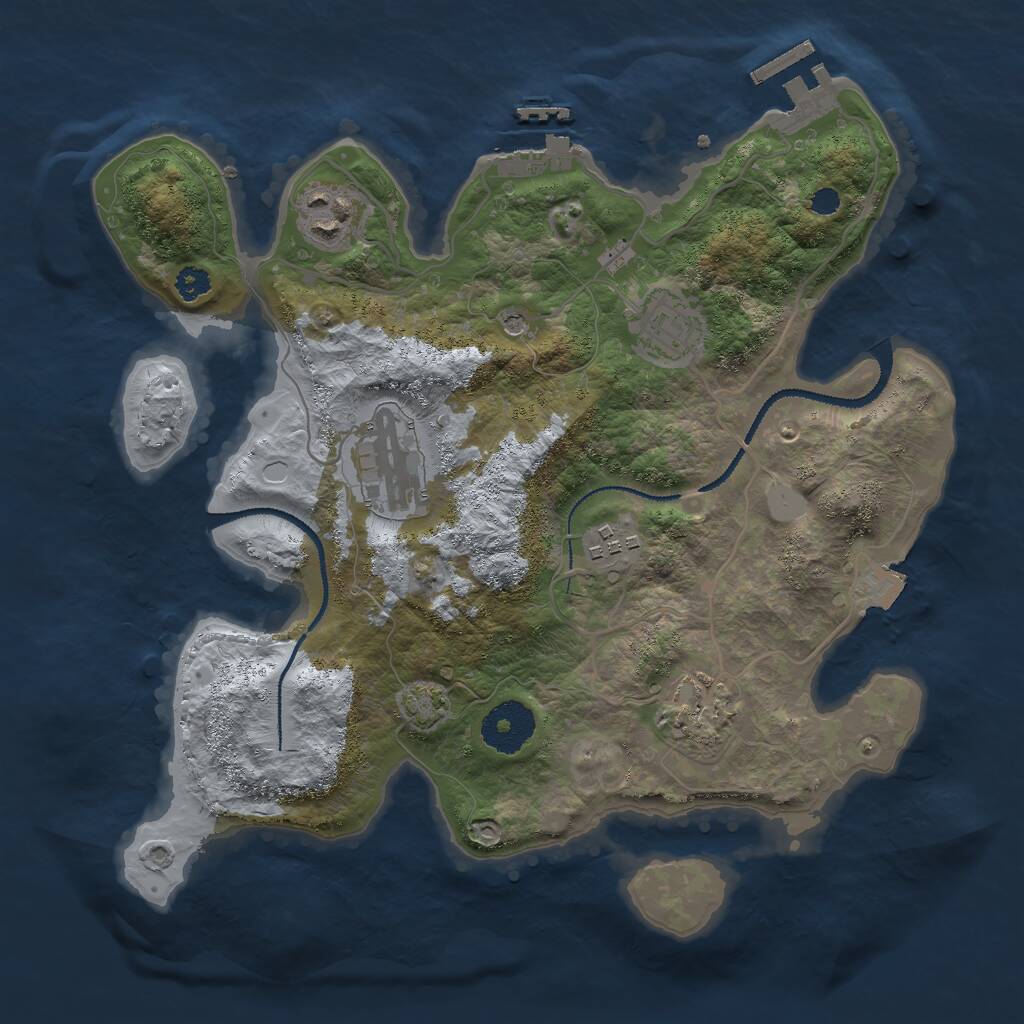 Rust Map: Procedural Map, Size: 3000, Seed: 1642305765, 10 Monuments