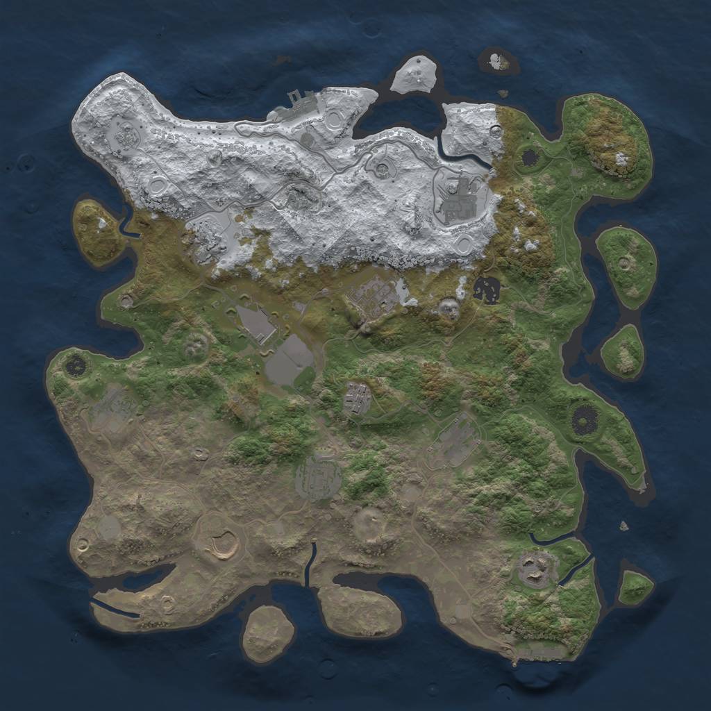 Rust Map: Procedural Map, Size: 3750, Seed: 1190077269, 20 Monuments