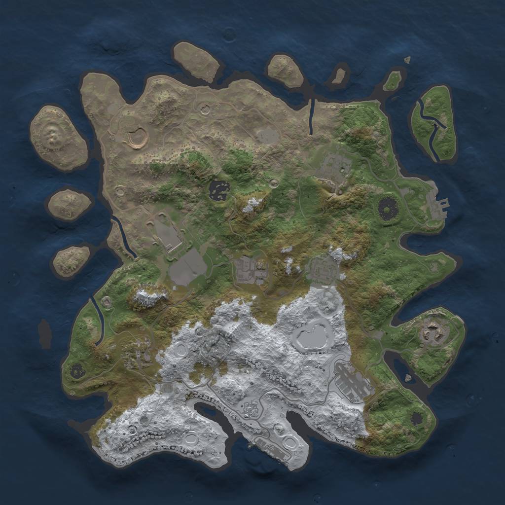 Rust Map: Procedural Map, Size: 3500, Seed: 1326831681, 18 Monuments