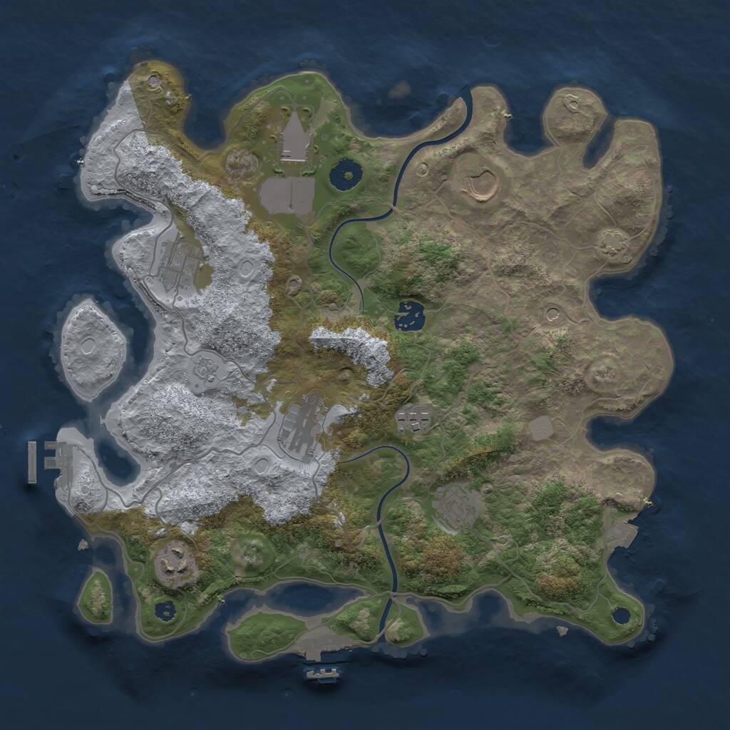 Rust Map: Procedural Map, Size: 3500, Seed: 244620332, 14 Monuments