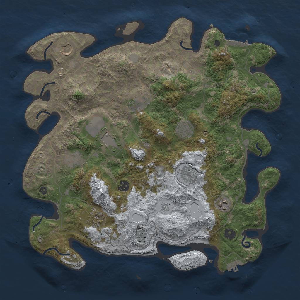 Rust Map: Procedural Map, Size: 4000, Seed: 95124473, 19 Monuments