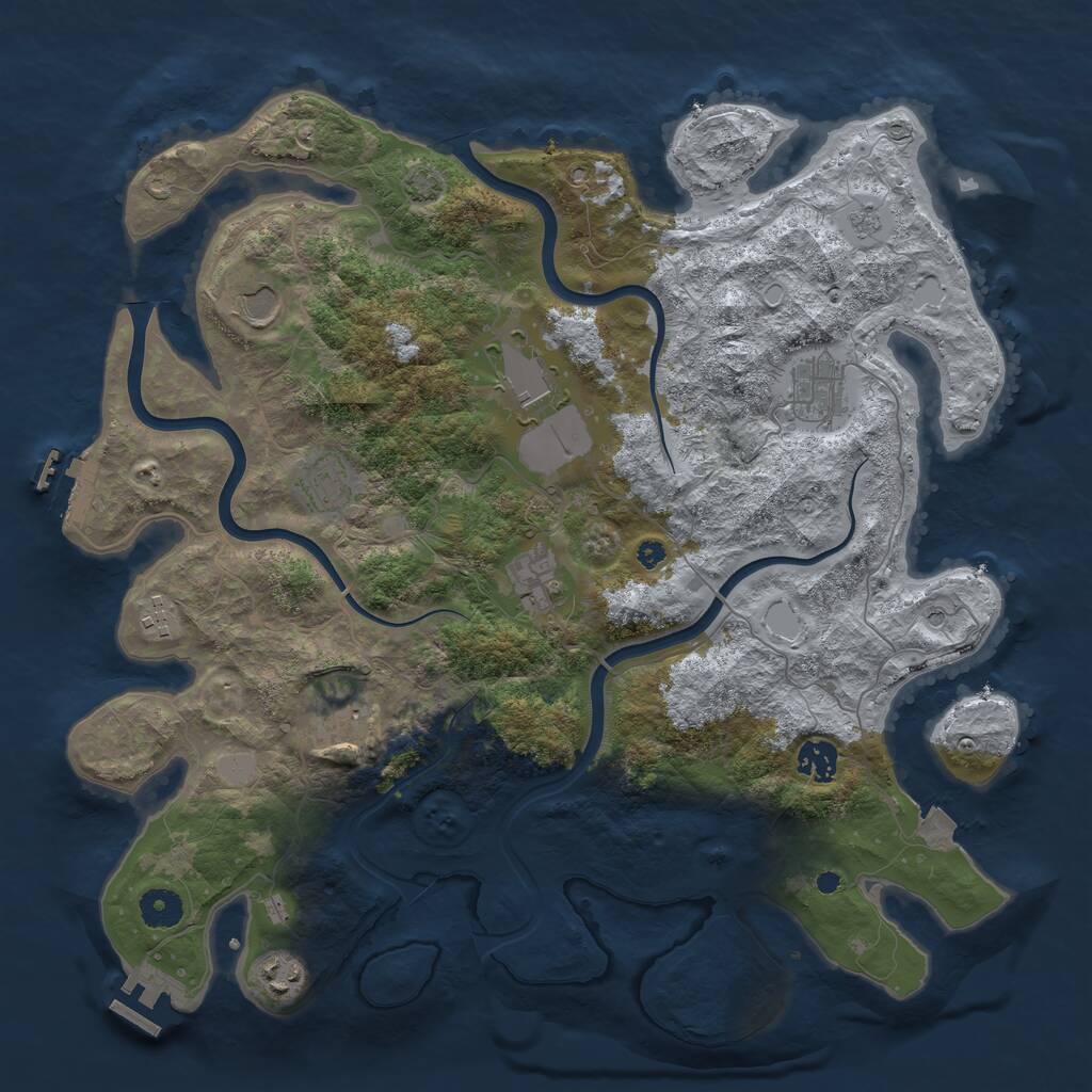 Rust Map: Procedural Map, Size: 3950, Seed: 662139399, 15 Monuments