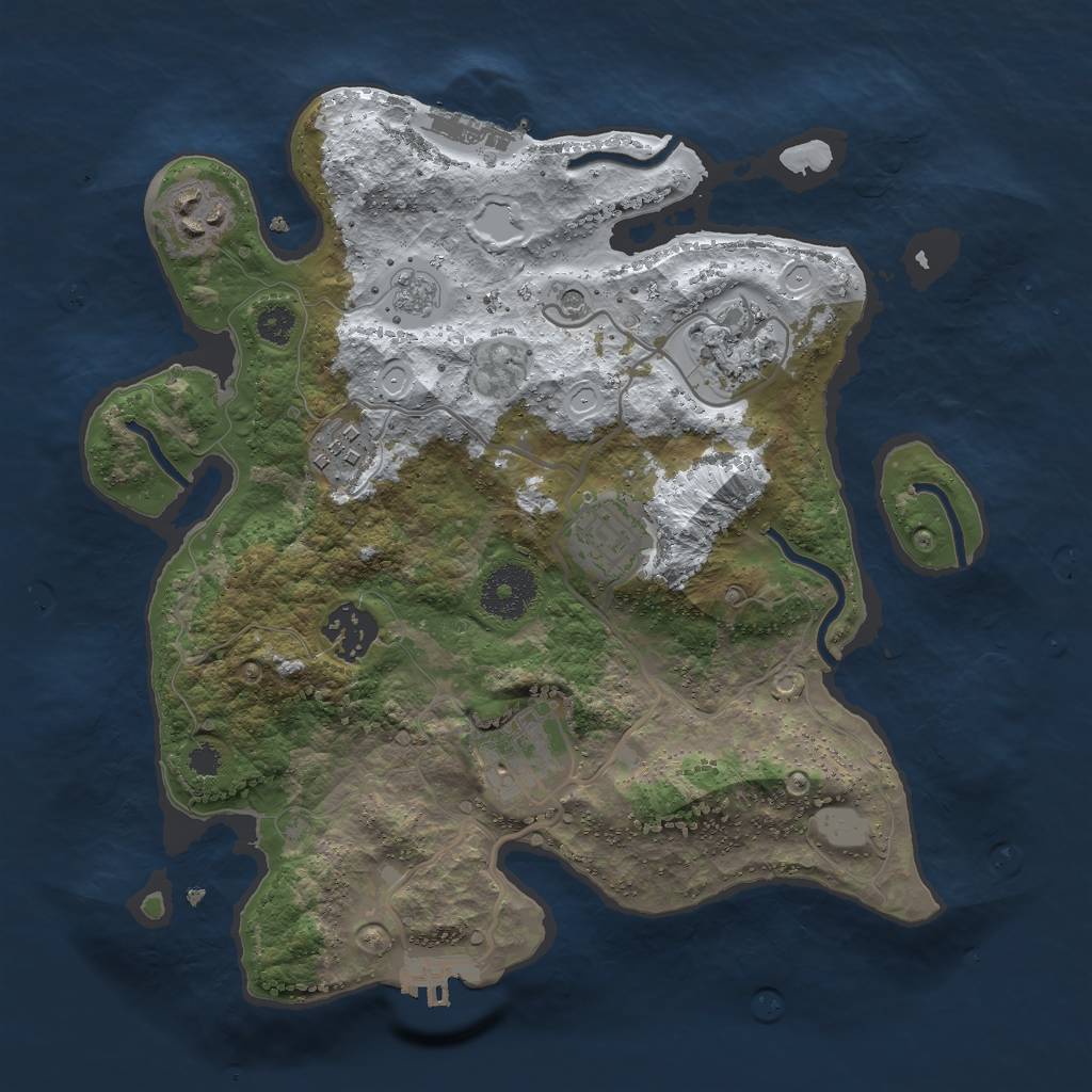 Rust Map: Procedural Map, Size: 3000, Seed: 1927614215, 15 Monuments
