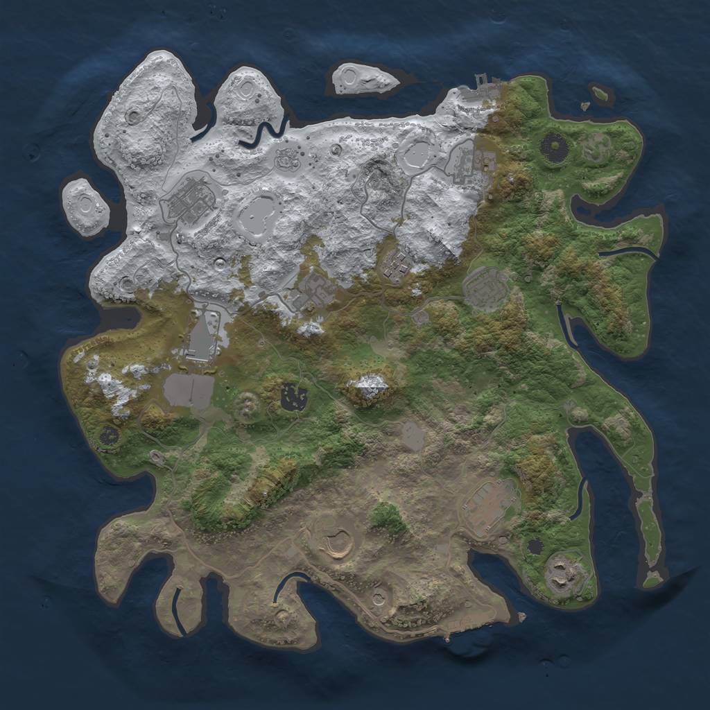 Rust Map: Procedural Map, Size: 3750, Seed: 516796884, 19 Monuments