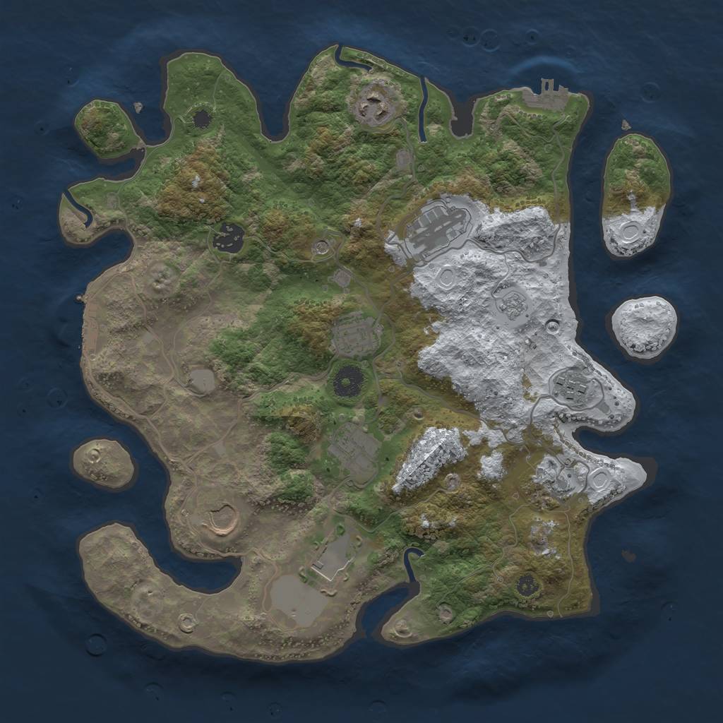 Rust Map: Procedural Map, Size: 3500, Seed: 60622, 18 Monuments