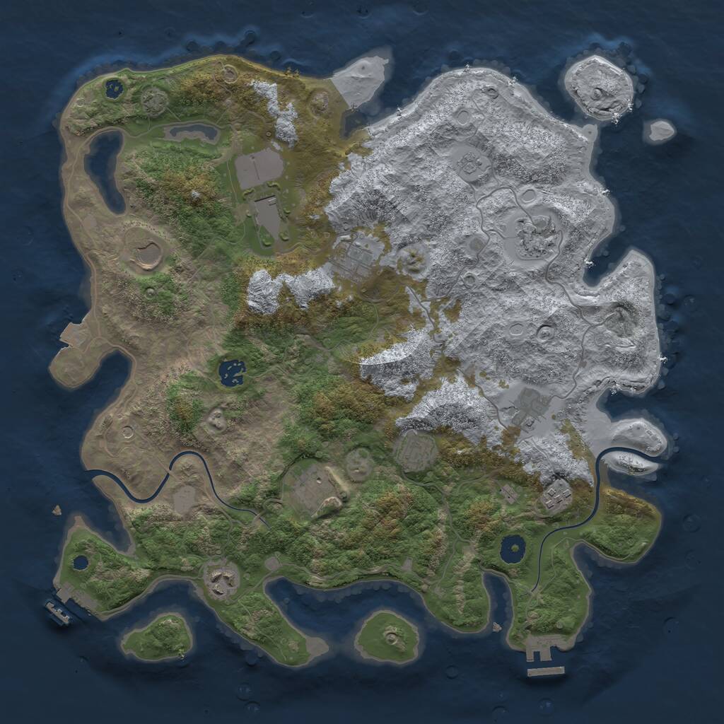 Rust Map: Procedural Map, Size: 3950, Seed: 183482379, 16 Monuments