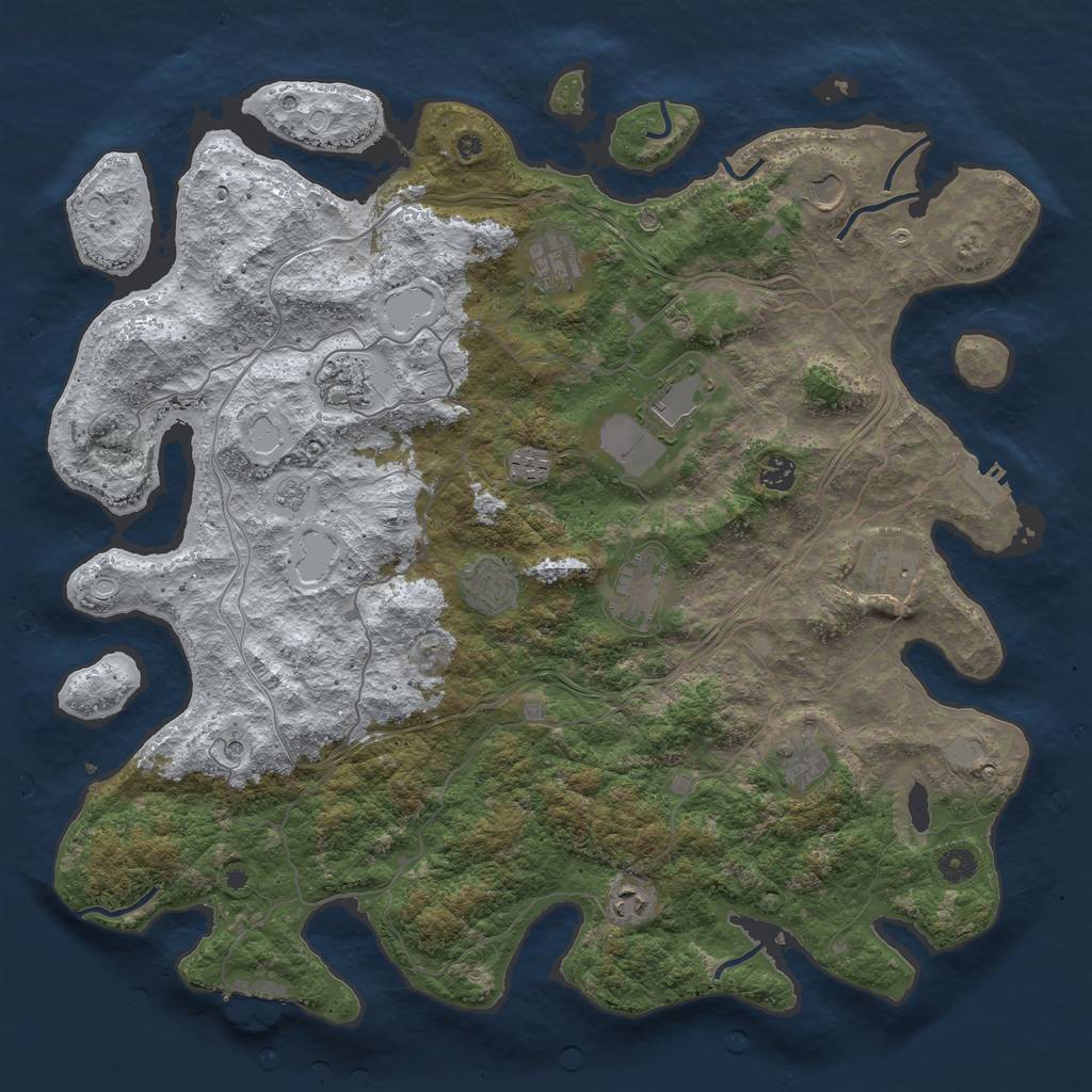 Rust Map: Procedural Map, Size: 4500, Seed: 1039414082, 20 Monuments
