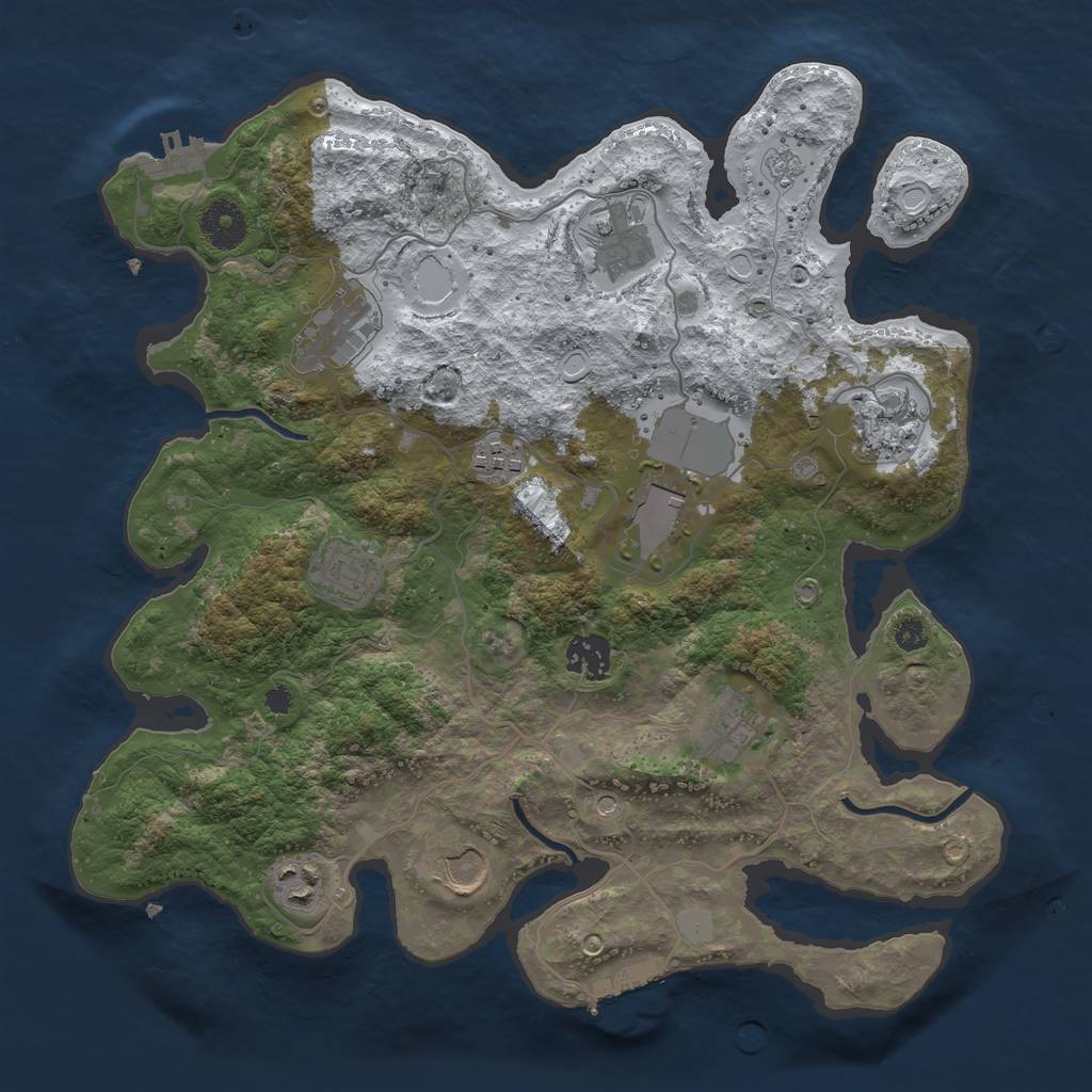 Rust Map: Procedural Map, Size: 3500, Seed: 1017599289, 19 Monuments