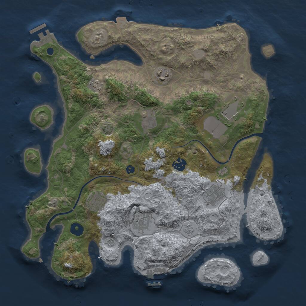 Rust Map: Procedural Map, Size: 3500, Seed: 631327896, 14 Monuments