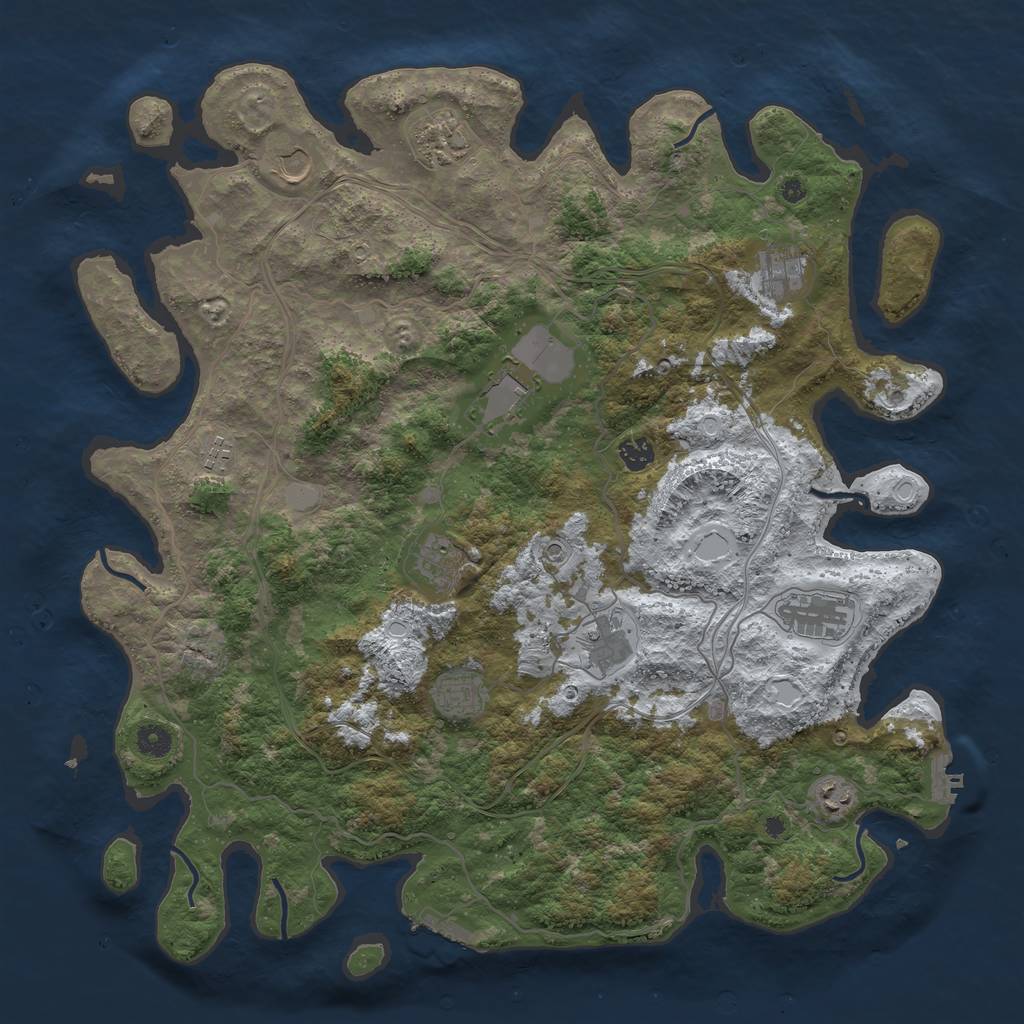 Rust Map: Procedural Map, Size: 4500, Seed: 44247986, 19 Monuments