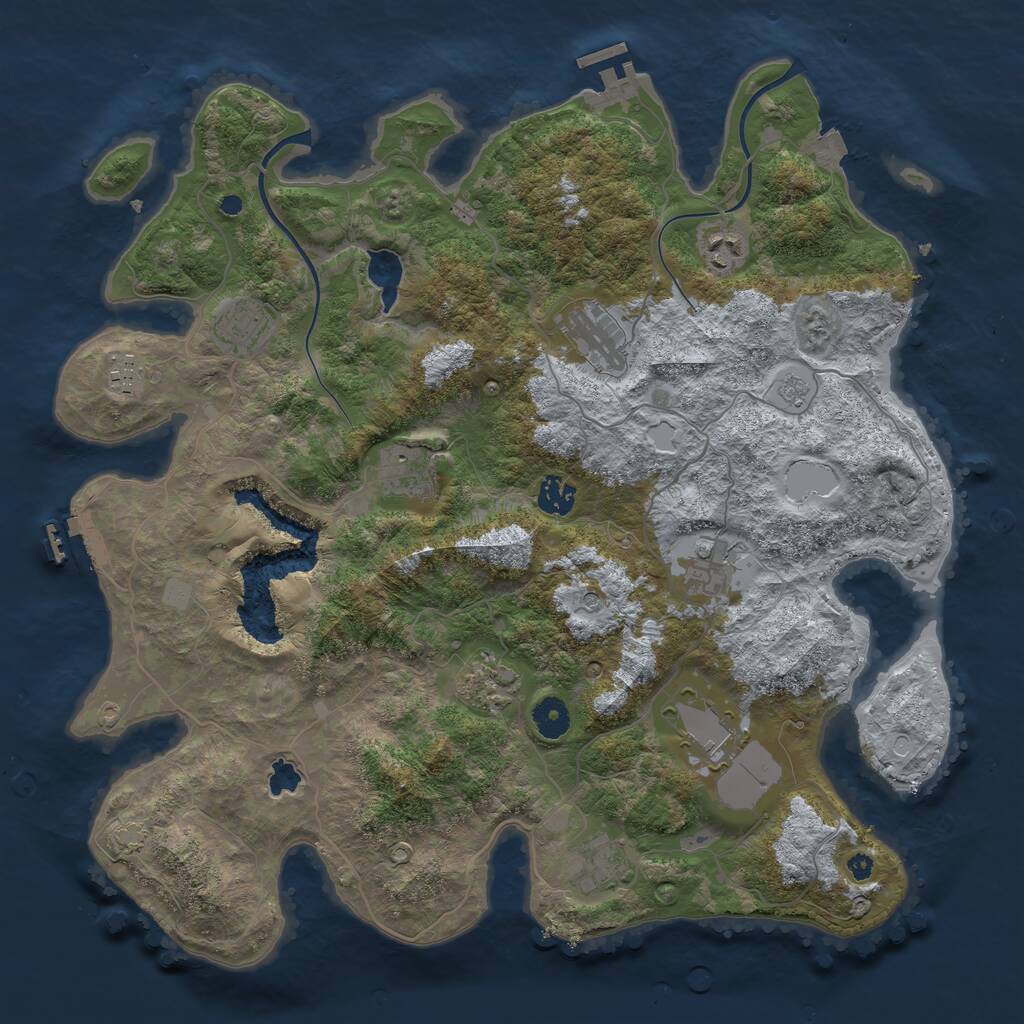 Rust Map: Procedural Map, Size: 4000, Seed: 1707313174, 16 Monuments