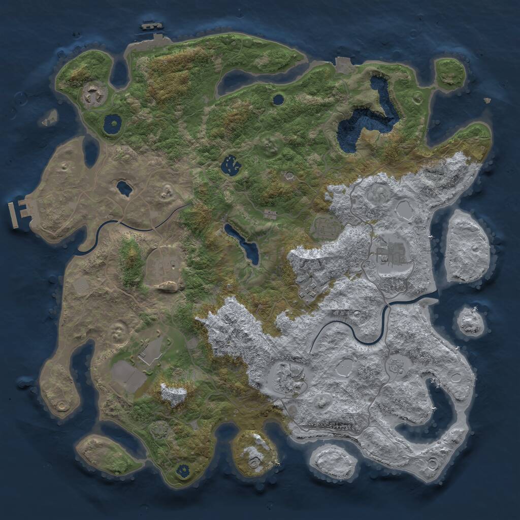 Rust Map: Procedural Map, Size: 4000, Seed: 630588877, 14 Monuments