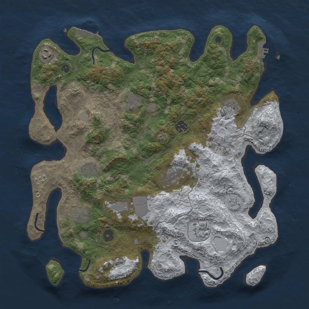 Rust Map: Procedural Map, Size: 4000, Seed: 1653704287, 19 Monuments