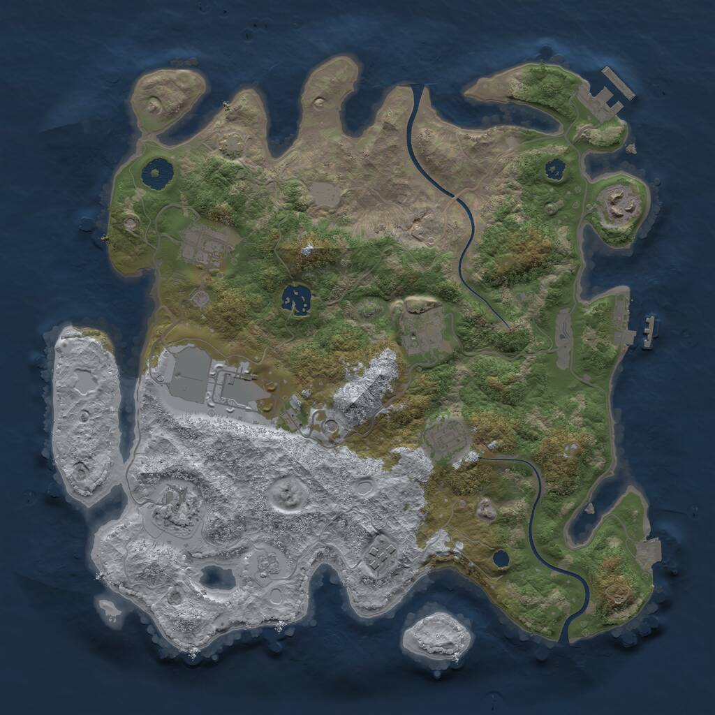 Rust Map: Procedural Map, Size: 3500, Seed: 966959477, 14 Monuments