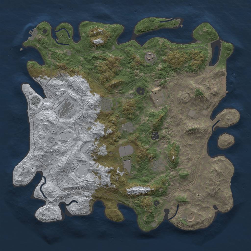 Rust Map: Procedural Map, Size: 4500, Seed: 626328550, 20 Monuments
