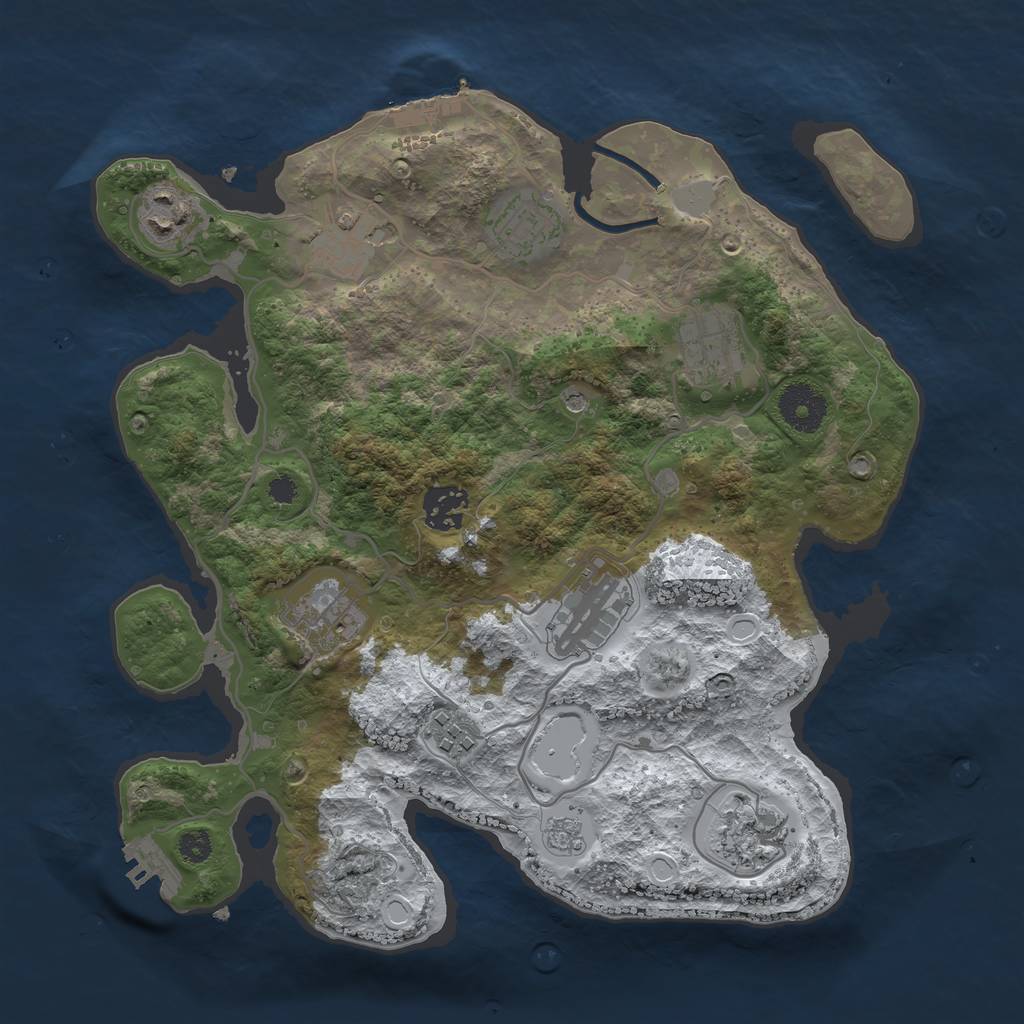 Rust Map: Procedural Map, Size: 3250, Seed: 975549639, 18 Monuments
