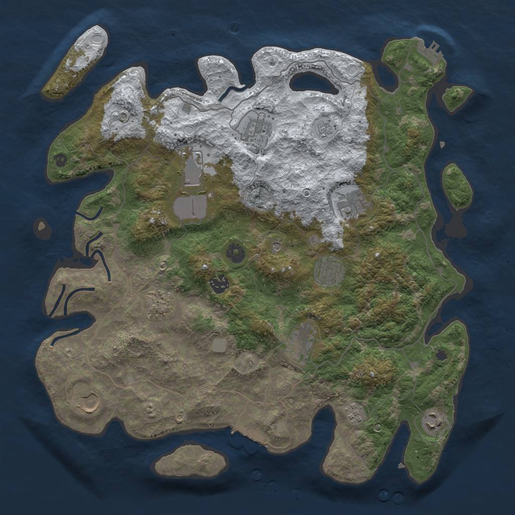 Rust Map: Procedural Map, Size: 4000, Seed: 1858546218, 19 Monuments