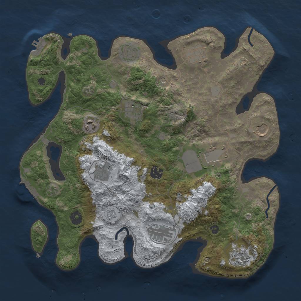 Rust Map: Procedural Map, Size: 3500, Seed: 687256087, 19 Monuments