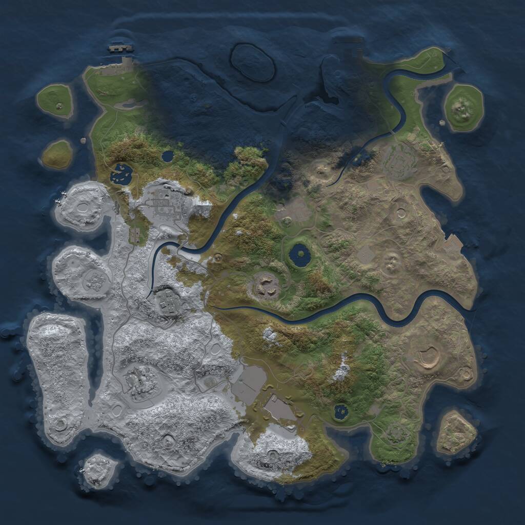 Rust Map: Procedural Map, Size: 3600, Seed: 3126044, 15 Monuments