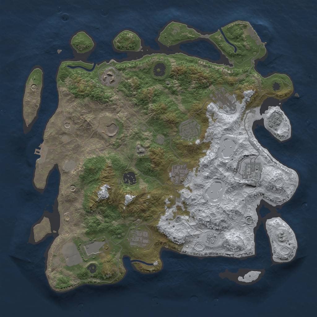 Rust Map: Procedural Map, Size: 3600, Seed: 3752339, 19 Monuments