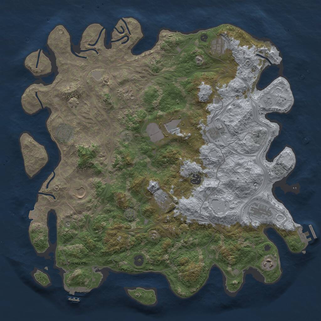 Rust Map: Procedural Map, Size: 4400, Seed: 115166013, 17 Monuments