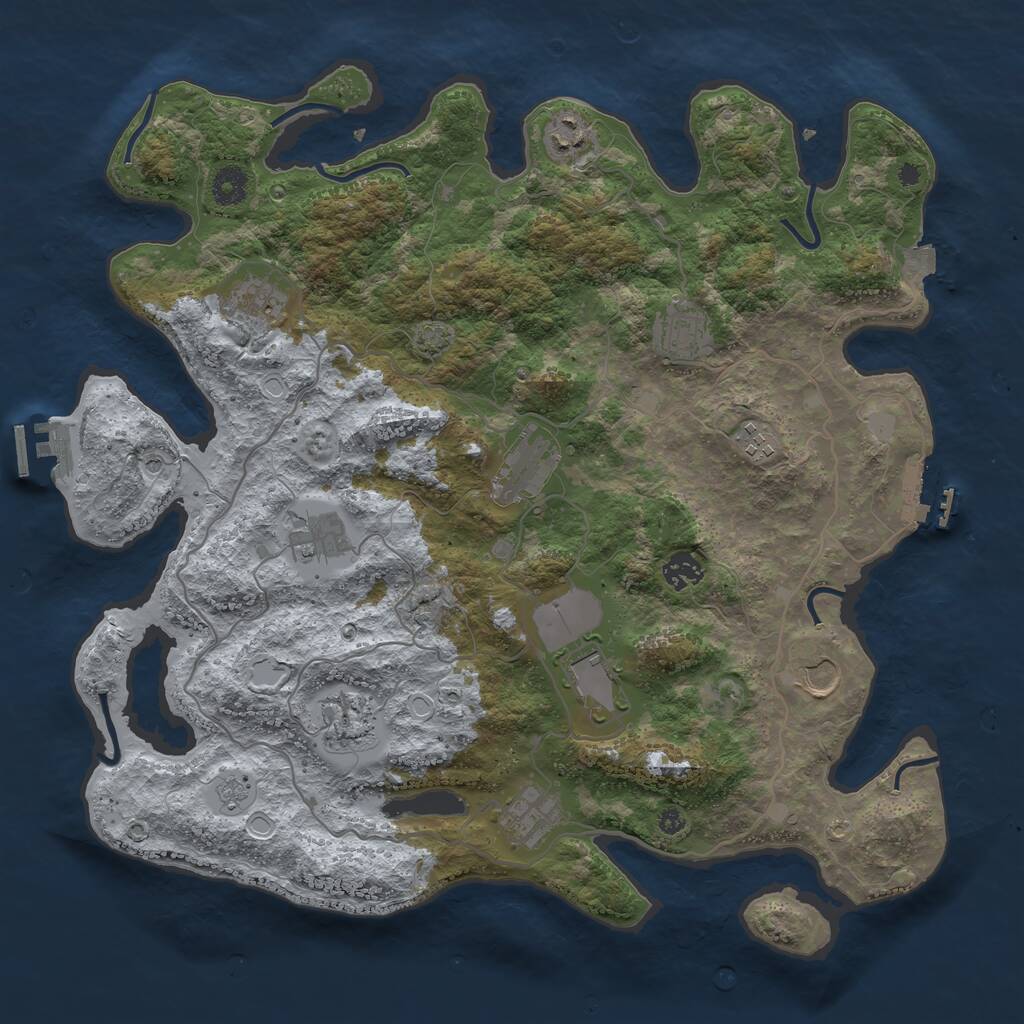 Rust Map: Procedural Map, Size: 4000, Seed: 1152089167, 17 Monuments