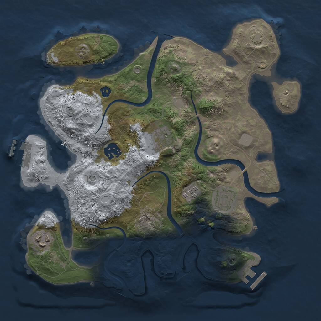 Rust Map: Procedural Map, Size: 3000, Seed: 972095560, 10 Monuments