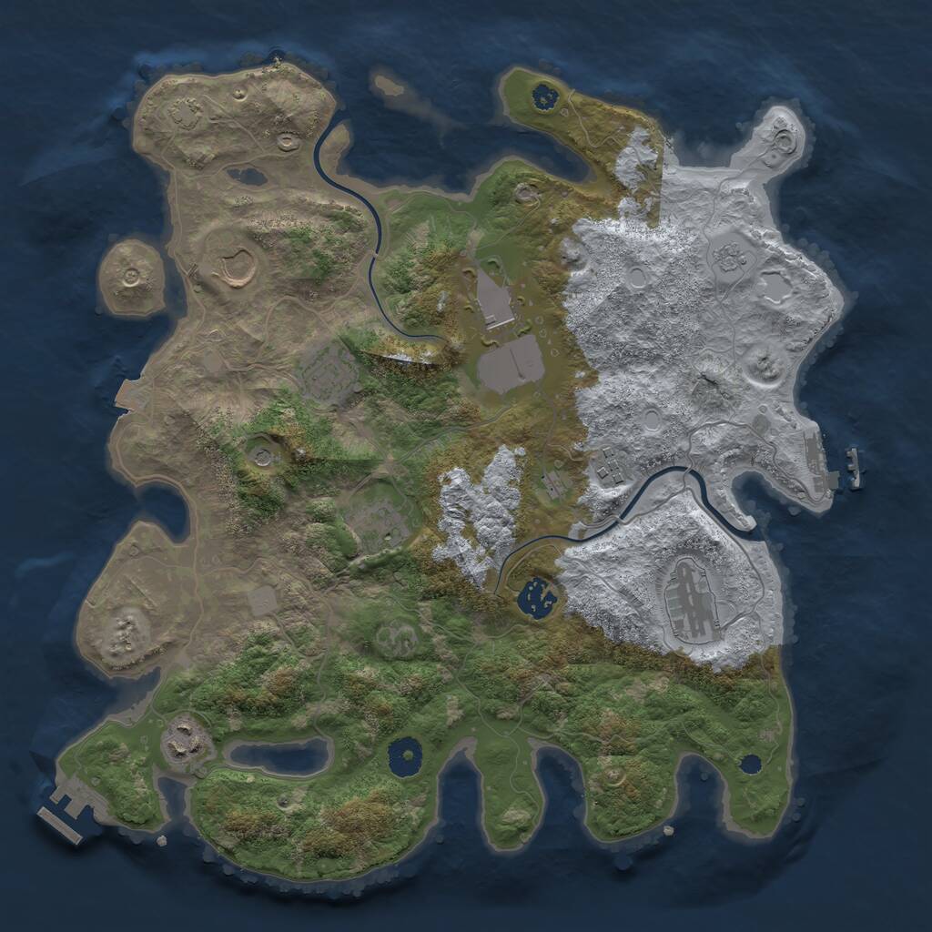Rust Map: Procedural Map, Size: 3700, Seed: 1220918790, 14 Monuments