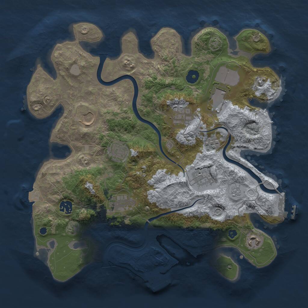 Rust Map: Procedural Map, Size: 3500, Seed: 125875, 15 Monuments