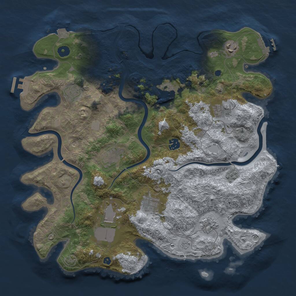 Rust Map: Procedural Map, Size: 3850, Seed: 745721084, 16 Monuments