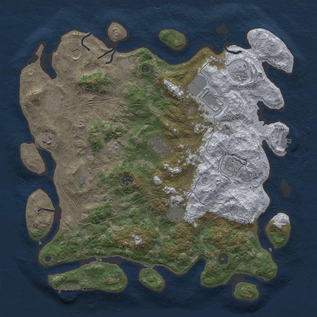 Rust Map: Procedural Map, Size: 4250, Seed: 1244404354, 20 Monuments