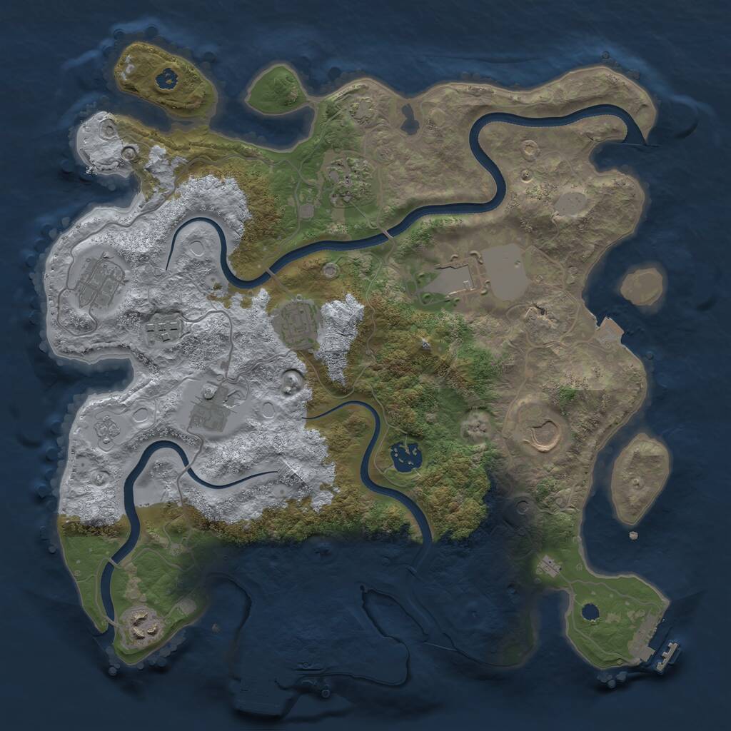 Rust Map: Procedural Map, Size: 3500, Seed: 743224031, 15 Monuments