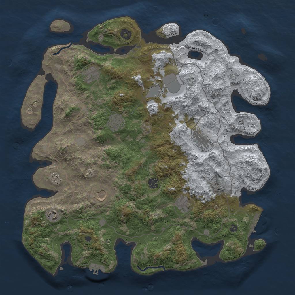 Rust Map: Procedural Map, Size: 4000, Seed: 72452, 18 Monuments