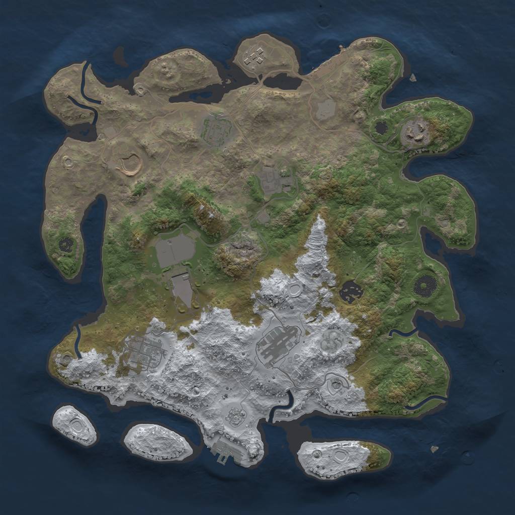 Rust Map: Procedural Map, Size: 3500, Seed: 1224418237, 18 Monuments