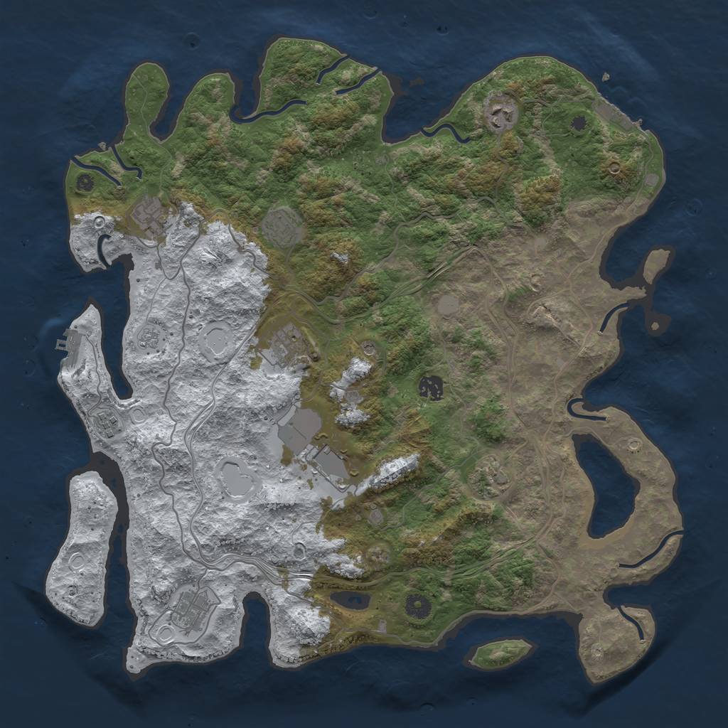 Rust Map: Procedural Map, Size: 4250, Seed: 1873926879, 18 Monuments