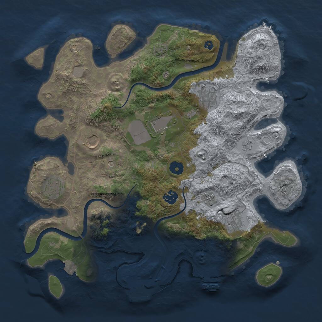 Rust Map: Procedural Map, Size: 3500, Seed: 2578936, 13 Monuments