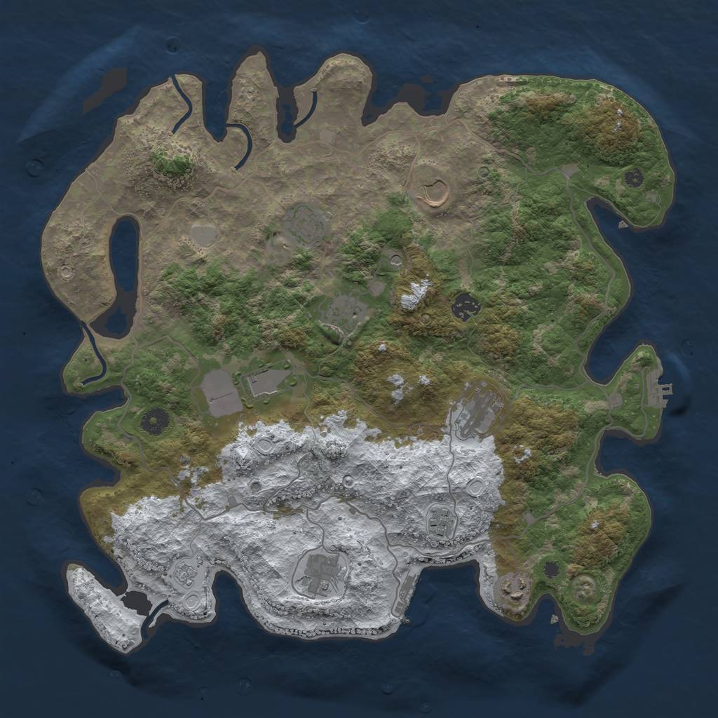 Rust Map: Procedural Map, Size: 4000, Seed: 45643, 18 Monuments