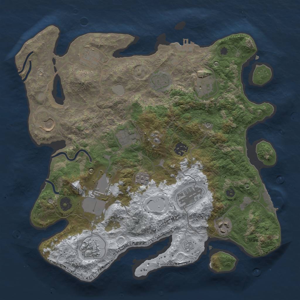 Rust Map: Procedural Map, Size: 3500, Seed: 519475106, 20 Monuments