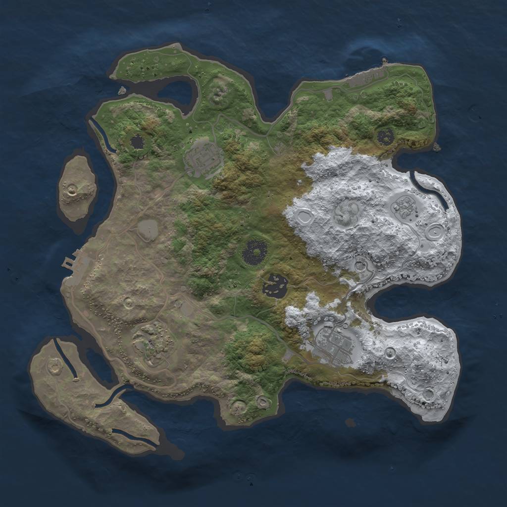 Rust Map: Procedural Map, Size: 3000, Seed: 600947825, 13 Monuments
