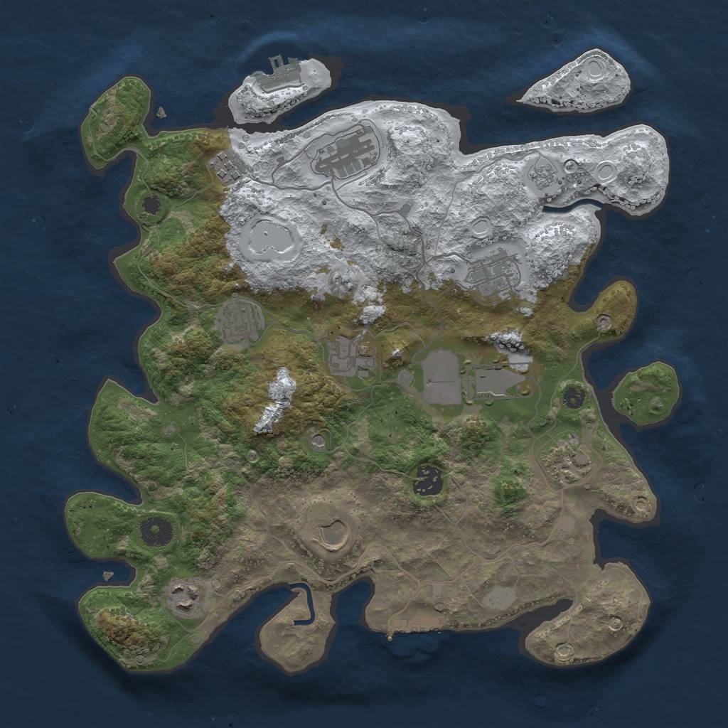 Rust Map: Procedural Map, Size: 3500, Seed: 4673, 19 Monuments