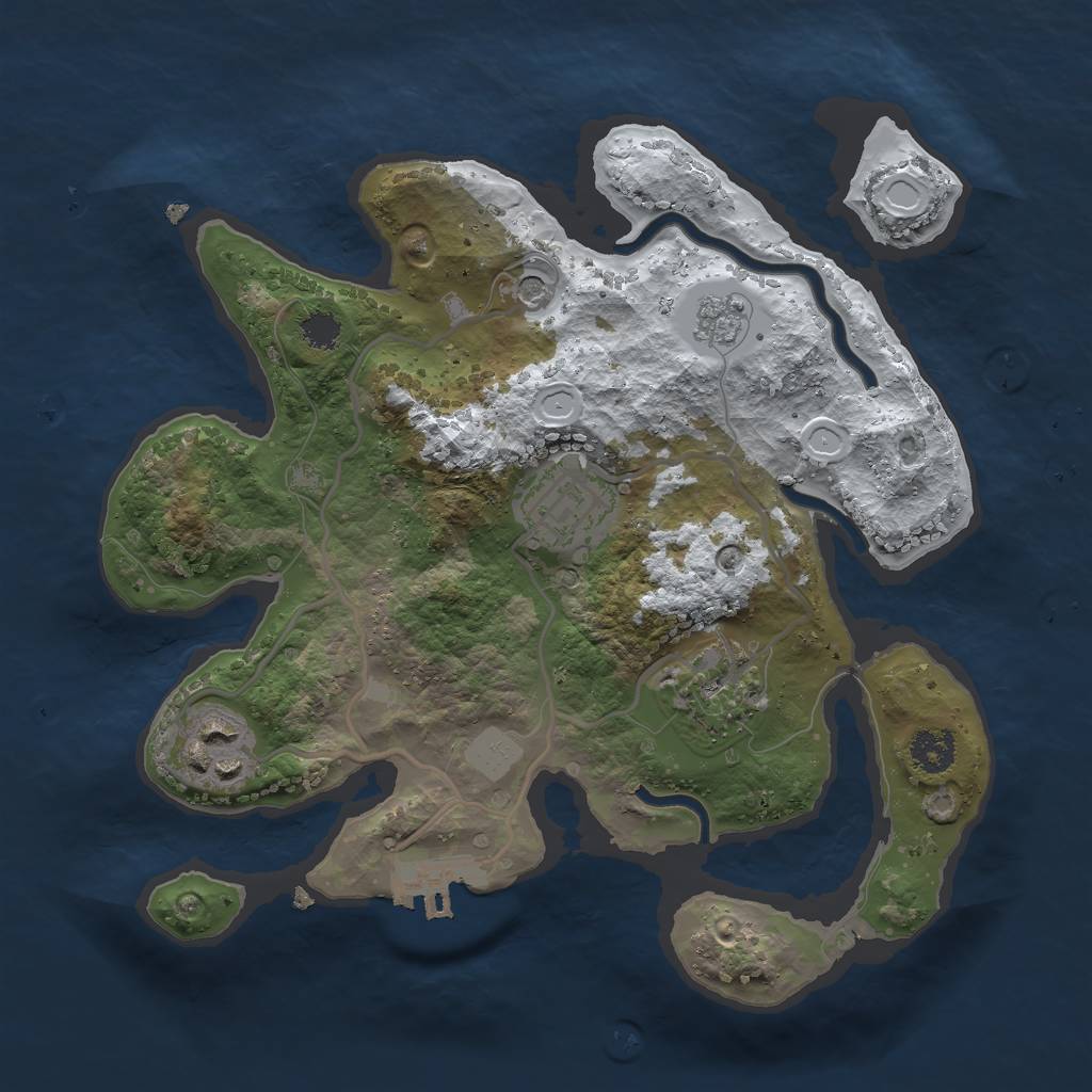 Rust Map: Procedural Map, Size: 2500, Seed: 1938783281, 11 Monuments
