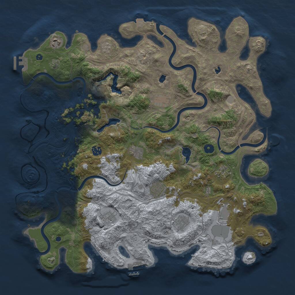 Rust Map: Procedural Map, Size: 4500, Seed: 1194149711, 16 Monuments