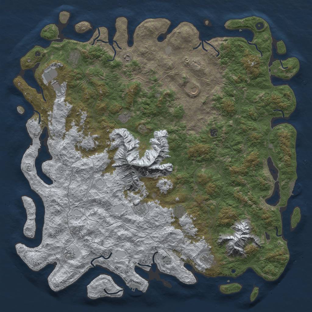 Rust Map: Procedural Map, Size: 6000, Seed: 895354368, 20 Monuments