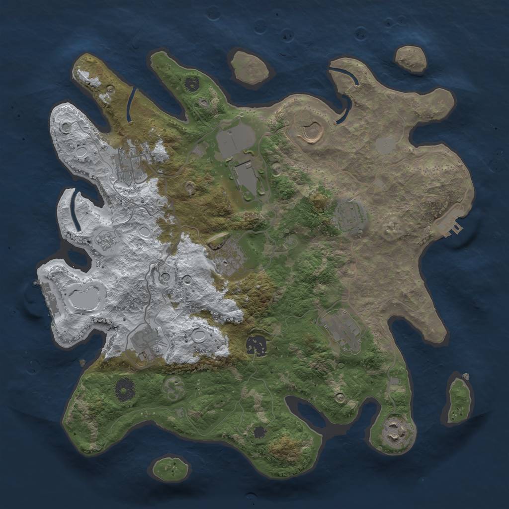 Rust Map: Procedural Map, Size: 3500, Seed: 85384, 18 Monuments