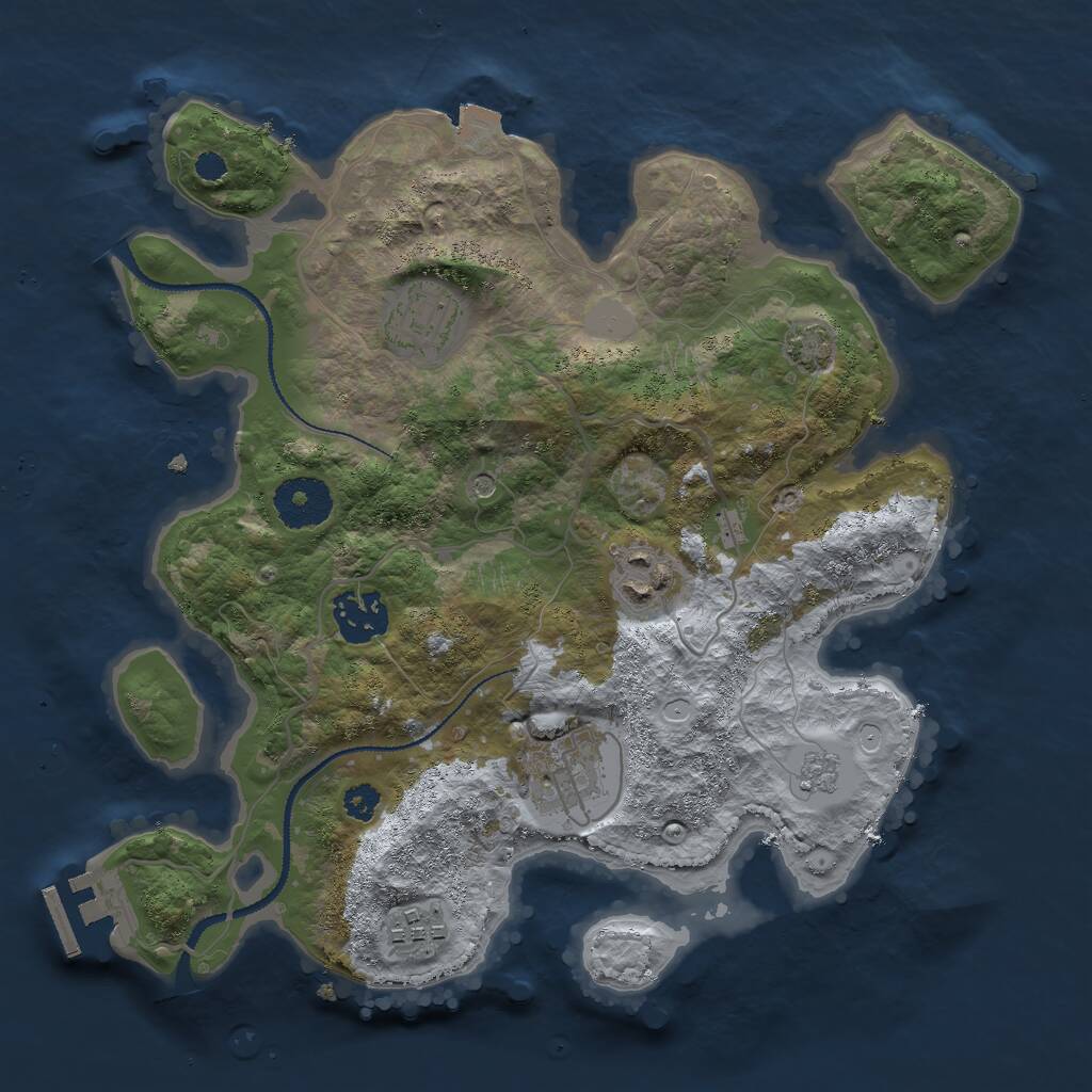 Rust Map: Procedural Map, Size: 3000, Seed: 17627911, 10 Monuments