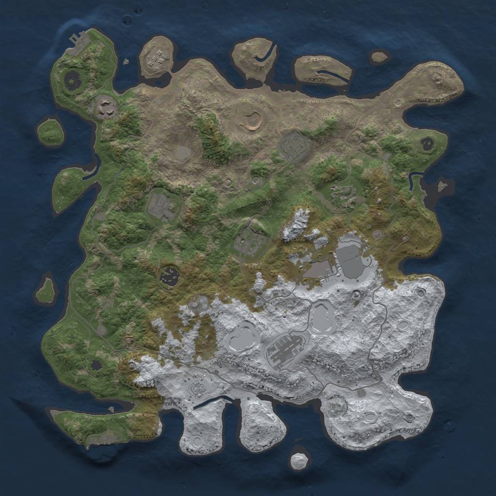 Rust Map: Procedural Map, Size: 4000, Seed: 1783205630, 19 Monuments