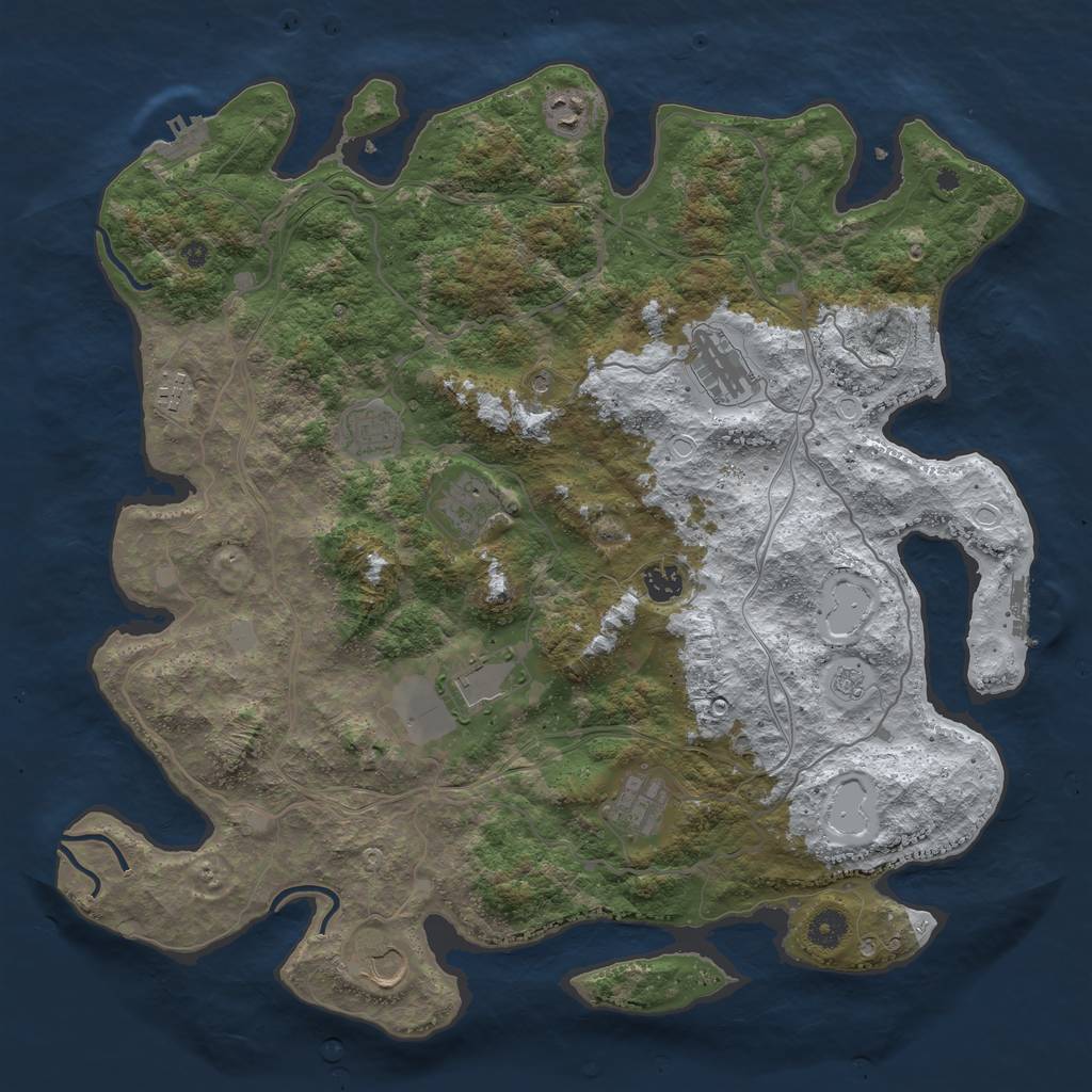 Rust Map: Procedural Map, Size: 4250, Seed: 278868681, 18 Monuments