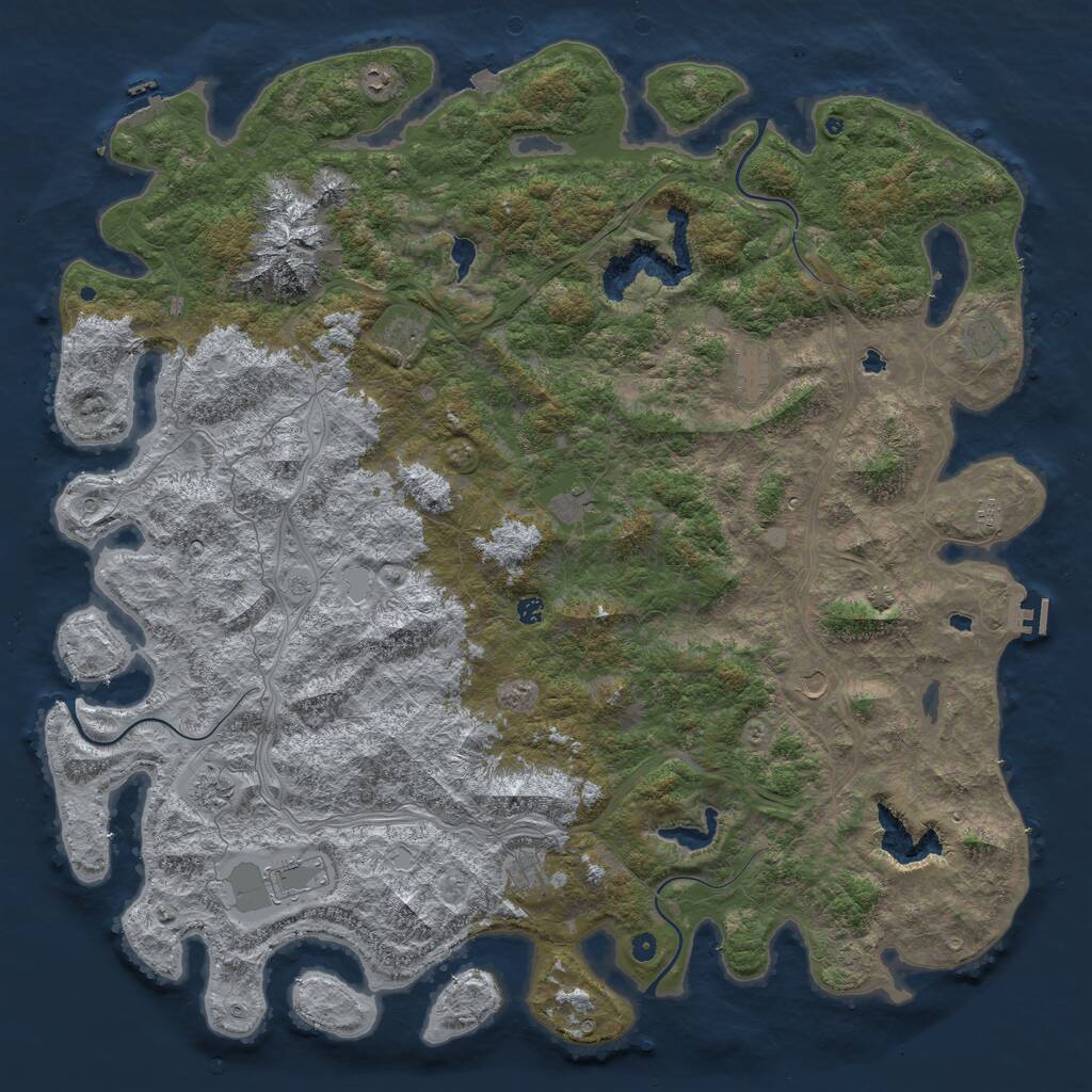 Rust Map: Procedural Map, Size: 6000, Seed: 80532108, 17 Monuments